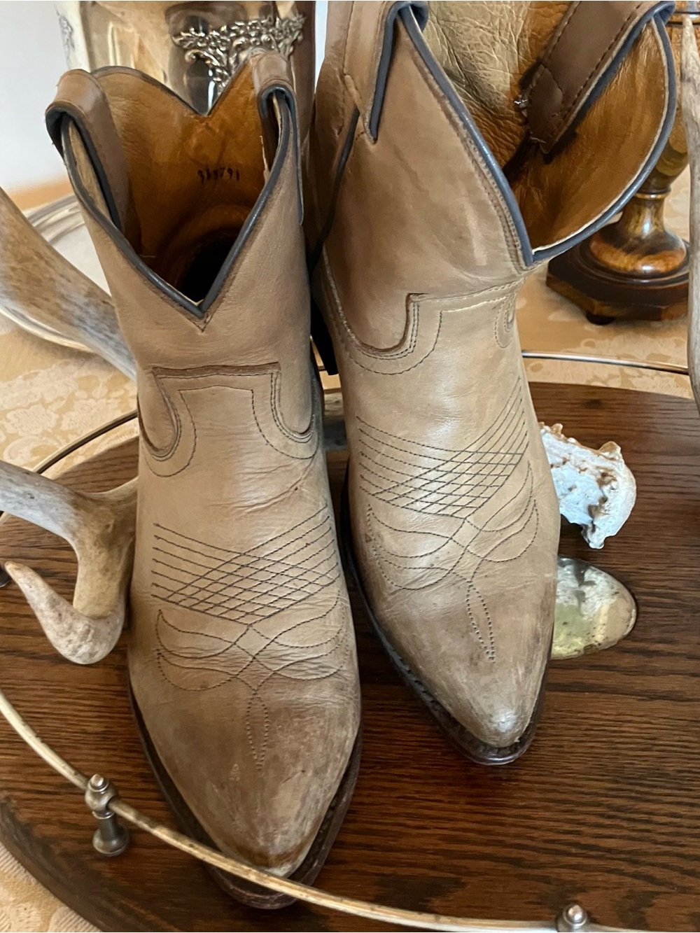 Frye Billy Grey Leather Western Ankle Boots